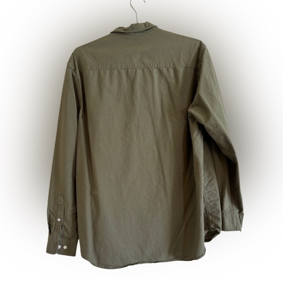 H&M Men’s Olive Green Button-Down Shirt - Size Large, Regular Fit, Long Sleeve - Picture 2 of 5